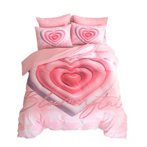 Set di Biancheria da Letto con Cuori <span class=keywords><strong>Rosa</strong></span> Stampati in 3D - <span class=keywords><strong>Copripiumino</strong></span> in Fibra Sintetica 3 Pezzi - Product Image 5