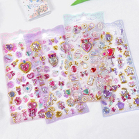 Niedliche Kawaii Herz-Schmuckstein 3D-Relief-Aufkleber mit Transparenter Rückseite für Planer Notizbuch Basteln