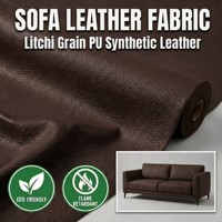Tela de Cuero Sintético PU con Textura de Litchi Personalizada para Tapicería de Sofás, 1.0-1.2mm de Grosor, Tejida, Ecológica, Resistente al Desgaste y al Fuego