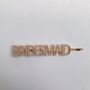 Tracy & Herry-Pin de pelo de perlas para mujer, <span class=keywords><strong>con</strong></span> <span class=keywords><strong>palabras</strong></span> de alta calidad, <span class=keywords><strong>con</strong></span> letras de Metal, diamantes de imitación, Clip para el pelo, accesorios para el cabello para novia - Product Image 6