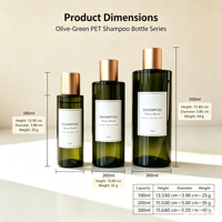 Flacons de lotion vert foncé de 100 ml/200 ml/300 ml avec bouchons dorés pour recharges de shampoing et d'après-shampoing