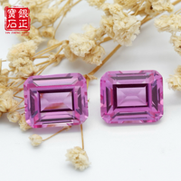 Laborgezüchtete rosa Saphir-Edelsteine, Smaragdschliff, 2x4-12x16mm, achteckiger Stufenschliff, synthetischer Saphir, Großhandel für Schmuck