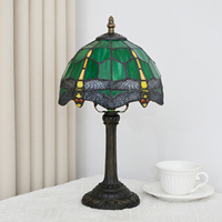 Lampe de table en verre teinté en forme de libellule verte, style méditerranéen haute couture, personnalisable, pour décoration d'angle de canapé