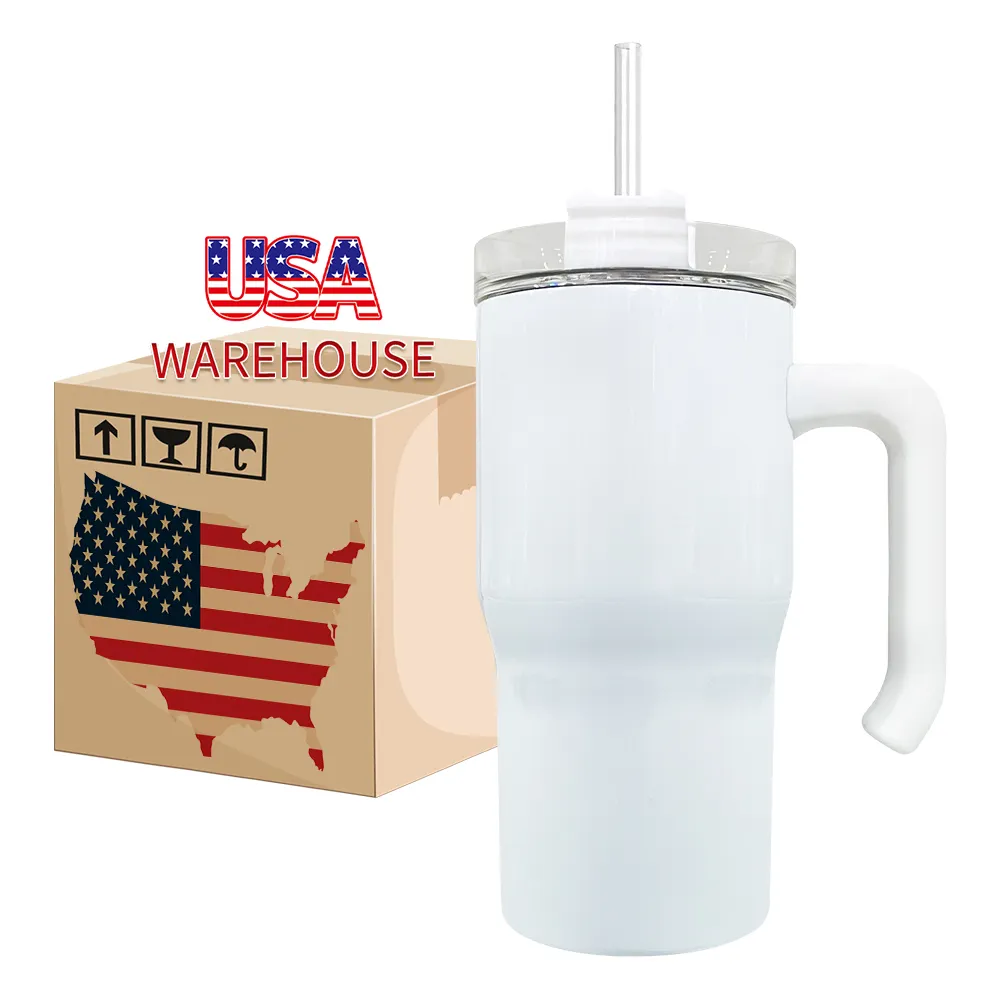 USA warehouse tumbler travel balita anak-anak sublimasi putih 20oz tumbler dengan pegangan