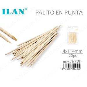 ILAN Palito En Punta 4x114mm 20pz Bastoncini di Legno Naturale - Product Image 1