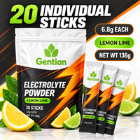 Poudre d'électrolytes Citron-Lime, 20 sachets, Emballage imprimé personnalisé avec motif éclair, Personnalisation de marque pour la vente au détail, Boisson sportive