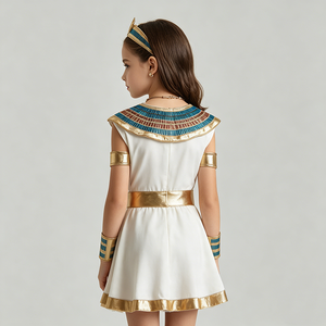 <span class=keywords><strong>Disfraz</strong></span> <span class=keywords><strong>de</strong></span> <span class=keywords><strong>Cleopatra</strong></span> del Antiguo Egipto, Vestido Blanco con Adornos Azules y Dorados para Fiestas y Representaciones - Product Image 2