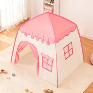 Casa de Juegos Grande para Niñas, Diseño de Castillo de Princesa Rosa, Casa de Juegos Interior para Bebés, Tienda de Juegos Infantil con Luces de Estrellas - Product Image 1