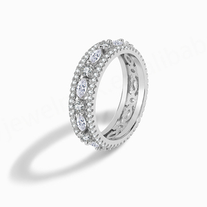 Micro anillo de dedo retro para mujer, círculo completo, Diamante y diamante de laboratorio blanco hueco, anillo de estilo clásico de doble fila - Product Image 6