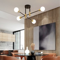 Lustre de style américain transfrontalier, luxe léger, lampe de plafond moderne pour salon, suspension LED personnalisée en fer forgé