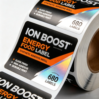 Étiquettes personnalisées en rouleau, noir, orange, holographique, argent, autocollants brillants pour aliments énergétiques, emballage