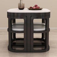 Table à manger carrée pliante en bois massif luxueuse, mobilier moderne pour la maison, cuisine, petite table à manger, 1 table, 4 chaises
