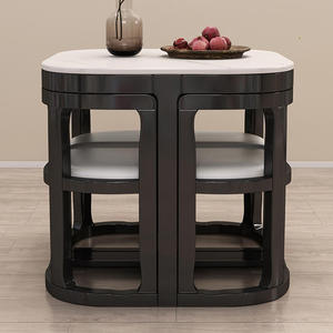 Table à manger carrée pliante en bois massif luxueuse, mobilier moderne pour la maison, cuisine, petite table à manger, 1 table, 4 chaises - Product Image 4