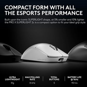 เมาส์เกมมิ่งไร้สาย <span class=keywords><strong>Logitech</strong></span> G Pro X Superlight 2c น้ำหนัก 51 กรัม ขนาดเล็ก รูปทรงสมมาตร รองรับการชาร์จไร้สาย <span class=keywords><strong>PowerPlay</strong></span> ผ่านพอร์ต USB-C - Product Image 2