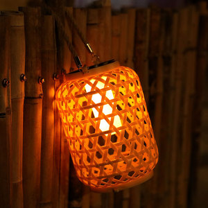 Lentera Gaya Cina Bertenaga Surya untuk Dekorasi Festival Musim Semi, Lentera Rotan untuk Balkon, Taman, Luar Ruangan C - Product Image 2
