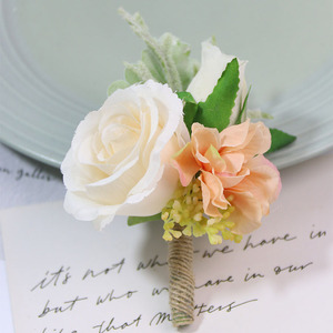 定制婚礼舞会蓝色粉色红色玫瑰人造丝花新娘伴娘丝带手链手腕婚礼胸花 - Product Image 2