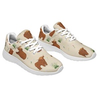 Chaussures de course d'été personnalisées en gros à imprimé floral vache des Highlands, baskets de sport décontractées en maille respirante avec logo imprimé