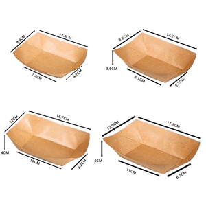 Barquette rectangulaire jetable en papier kraft, biodégradable, alimentaire, pour sandwichs, hamburgers, salades, sushis, pains, pizzas, fritures <span class=keywords><strong>EMOER</strong></span> - Product Image 3