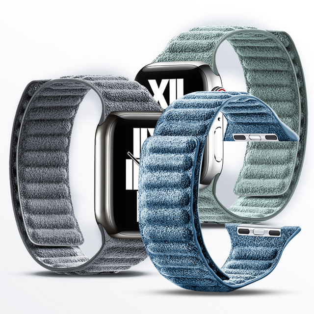 Smartwatch Band Luxury Straps Metallic Buckles Suede Fabric Soft Materials for Smart Watch Straps Bands Watch 40cm 42cm 44cm