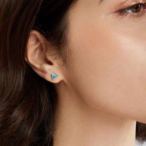 CZCITY <span class=keywords><strong>Orecchini</strong></span> a Perno in <span class=keywords><strong>Argento</strong></span> Sterling 925, Design Triangolare alla Moda, Vintage Minimalista con Turchese per Donne - Product Image 5