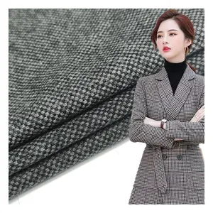 Stock Wool Tweed homespun Fabric 50%wool dot twill style gray color for clothing accessory