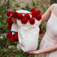 Écharpe florale en fil fait main, couvre-lit au crochet, couette tressée, tapis, châle tricoté, couverture bouquet de roses tissée au crochet, confortable