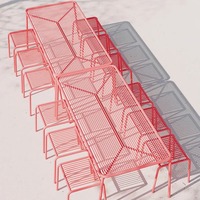 Ensemble de chaises pliantes en métal et table à thé en fer, 3 pièces, durables et modernes, finition résistante aux UV, pour hôtel, école, cour