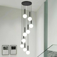 Lustre moderne réglable en hauteur pour escalier de duplex, hall d'hôtel, en aluminium noir suspendu avec acrylique dépoli