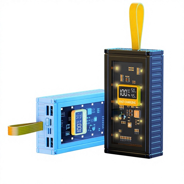 Creative Transparent Mecha-Style Container 50000 MAh 120W Fast-Charging Large-Capacity Portable Bank for Live Streaming TikTok