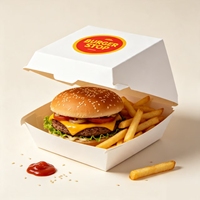 Boîte à hamburger jetable en kraft biodégradable, écologique, de qualité alimentaire, recyclable, impression personnalisée, rectangle pour collations