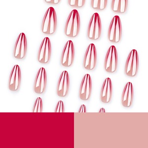 Dropshipping DIY72 24 pièces <span class=keywords><strong>Faux</strong></span> <span class=keywords><strong>ongles</strong></span> courts en amande de style français minimaliste à fleurs en pétales Bourgogne, <span class=keywords><strong>ongles</strong></span> artificiels personnalisables - Product Image 4
