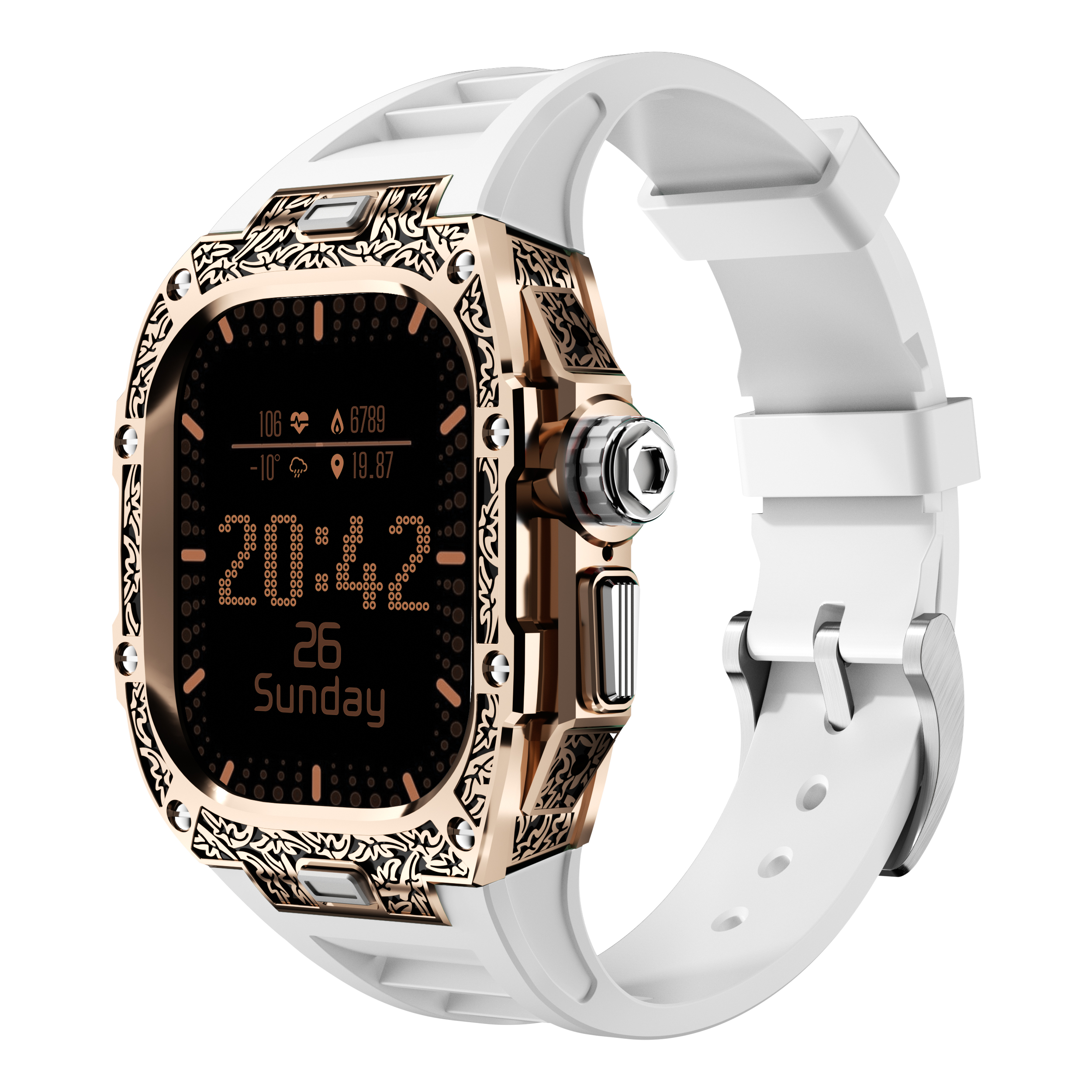 Rose Watch case+white strap