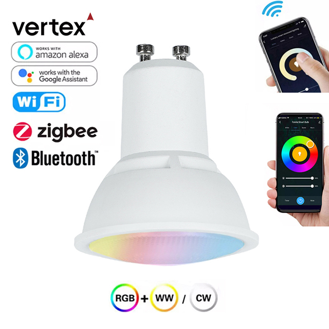 Google Smart Led Bulb Home Alexa 5W RGB CCT 2700-6000K Tuya Smart Light GU10 Bulb White Remote Control GU10 Bulb