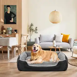 Venta al por mayor OEM disponible logotipo personalizado promocional gris plegable sofá de lujo Cama grande para perro mascota