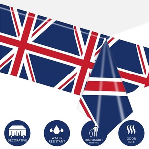 Union Jack Disposable <b>Tablecloth</b> 130x220cm Printed <b>Plastic</b> Sheet Party Decor Outdoor Picnic Use - Product Image 1