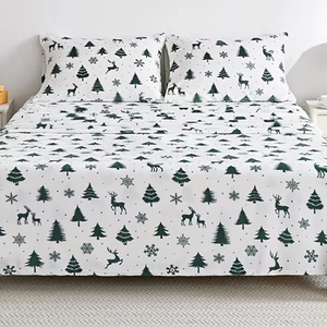 Christmas Winter 100% Polyester Flannel Cheap Print Bedding <strong>Set</strong> Plush Micro Fleece Bed <strong>Set</strong> 4 PC Fleece Velvet Bed <strong>Sheet</strong> <strong>Set</strong> - Product Image 1