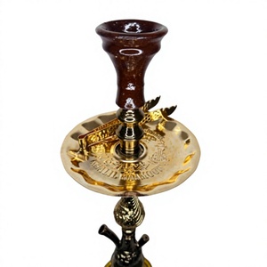Wholesale Egyptian Khalil Mamoon Authentic Handcrafted Brass Khalil Maamoon Hookah Pipe - Full Set with <b>Glass</b> Base - Product Image 3