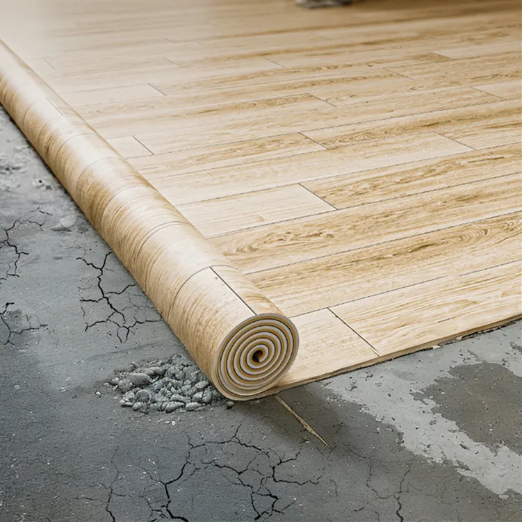 Wood Look Waterproof Plastic Carpet Pisos Laminados PVC Red Brick Felt Backing PVC Linoleum Flooring Floor Mats Vinyl Roll