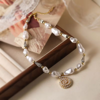 Boho buatan tangan bunga aster perhiasan manik-manik lucu mutiara Dainty manik-manik disesuaikan Logo nama pernyataan kalung untuk wanita