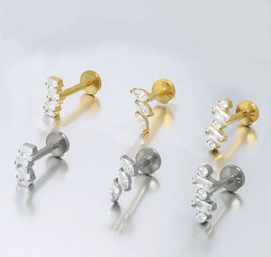 Astm F136 Implantaat Titanium Labret Neus/Oog/Oor Piercing Sieraden Flatback Ketting Flatback Buik/Oog/Oor Zirkoon Kinderen - Product Image 5