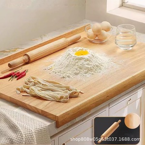 Planche à découper en bois personnalisée, rectangulaire, en bois massif, couleur naturelle, surface de travail de cuisine, planche à pétrir Ly-08016 - Product Image 3