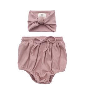 Shorts côtelés en coton pour bébé, doux, avec cordon de serrage, culotte-couche pour filles, avec bandeau - Product Image 3
