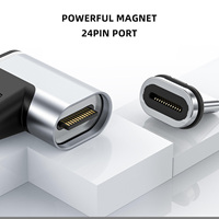 Adaptateur magnétique 90 degrés 24 broches 20V/5A 100W 10GBPS 4K60HZ type C adaptateur avec voyant pour Macbook
