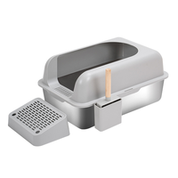 Bac à litière pour chat semi-fermé en plastique ABS et acier inoxydable A1, 20L, résistant à la corrosion, anti-fuite, facile à nettoyer, avec pédale
