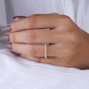 Minimalist Gold Diamond Band <b>Ring</b> for Women Elegant <b>Thin</b> Wedding Eternity <b>Ring</b> Luxury Stackable Bridal Jewelry - Product Image 5