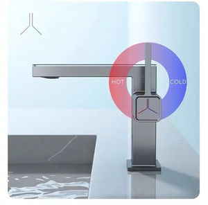 YIMILLA, nuevo diseño, grifo de lavabo moderno, mezclador negro, grifo de agua de lavabo Digital inteligente, grifo LED de baño - Product Image 3