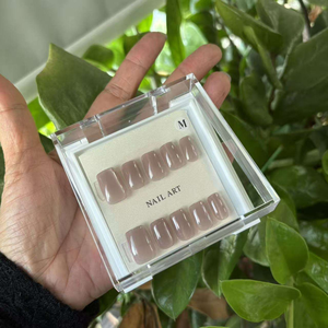 Boîte double couche de luxe 30 pièces – Faux ongles œil de chat à presser, <span class=keywords><strong>en</strong></span> acrylique premium, faits main, style français - Product Image 4