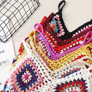 Ventas calientes de las mujeres de verano <span class=keywords><strong>Granny</strong></span> Square hecho a mano Crochet Fringe Crop Top Cover Up Vest - Product Image 2