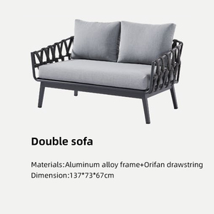Aplicación al aire libre <span class=keywords><strong>Mimbre</strong></span> personalizado Patio <span class=keywords><strong>Mimbre</strong></span> <span class=keywords><strong>Muebles</strong></span> de jardín Marco de metal Sofá Hotel Patio Cuerda Impermeable Ocio Conjunto duradero - Product Image 2