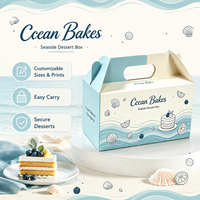 Boîte à poignée en papier kraft recyclé, format personnalisé, écologique, pliable, en carton ondulé pour boulangerie, pain, desserts, à emporter